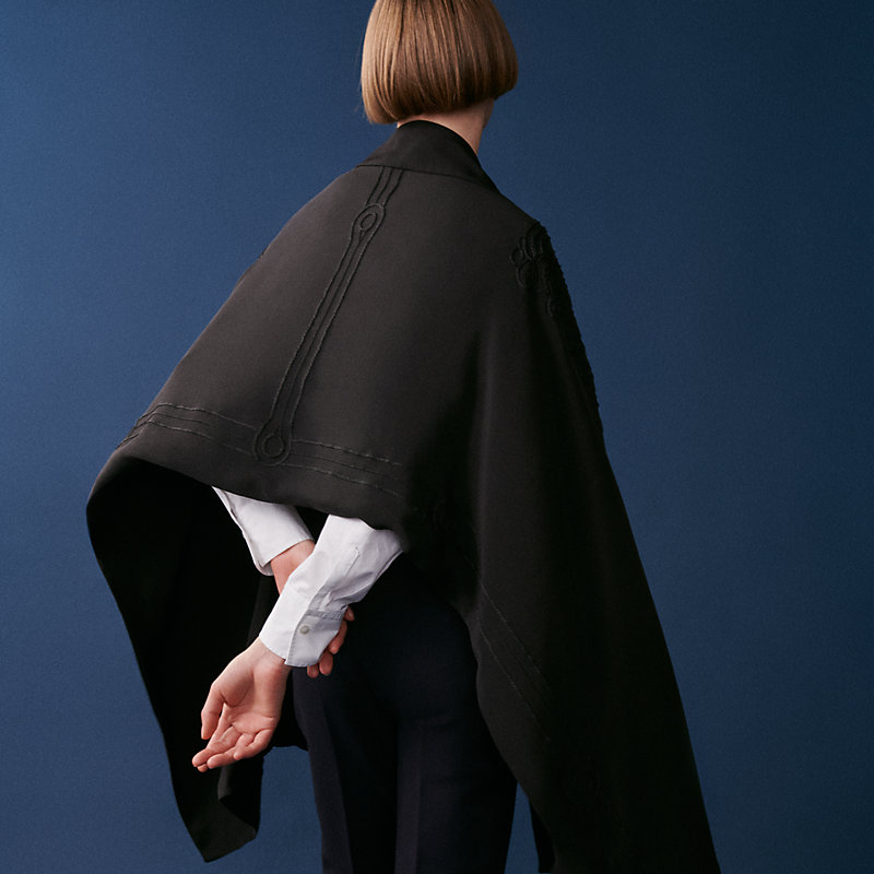 ストール 《トロンプルイユ・ブランデンブルク飾り》 - ブラック